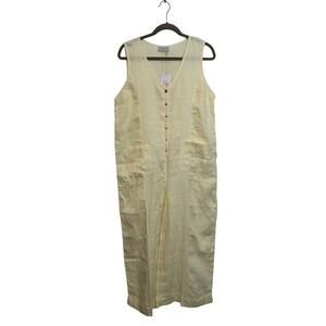 NOMAD The Label French Linen Sleeveless Jumpsuit Size M Pale Yellow Beachy NEW‎